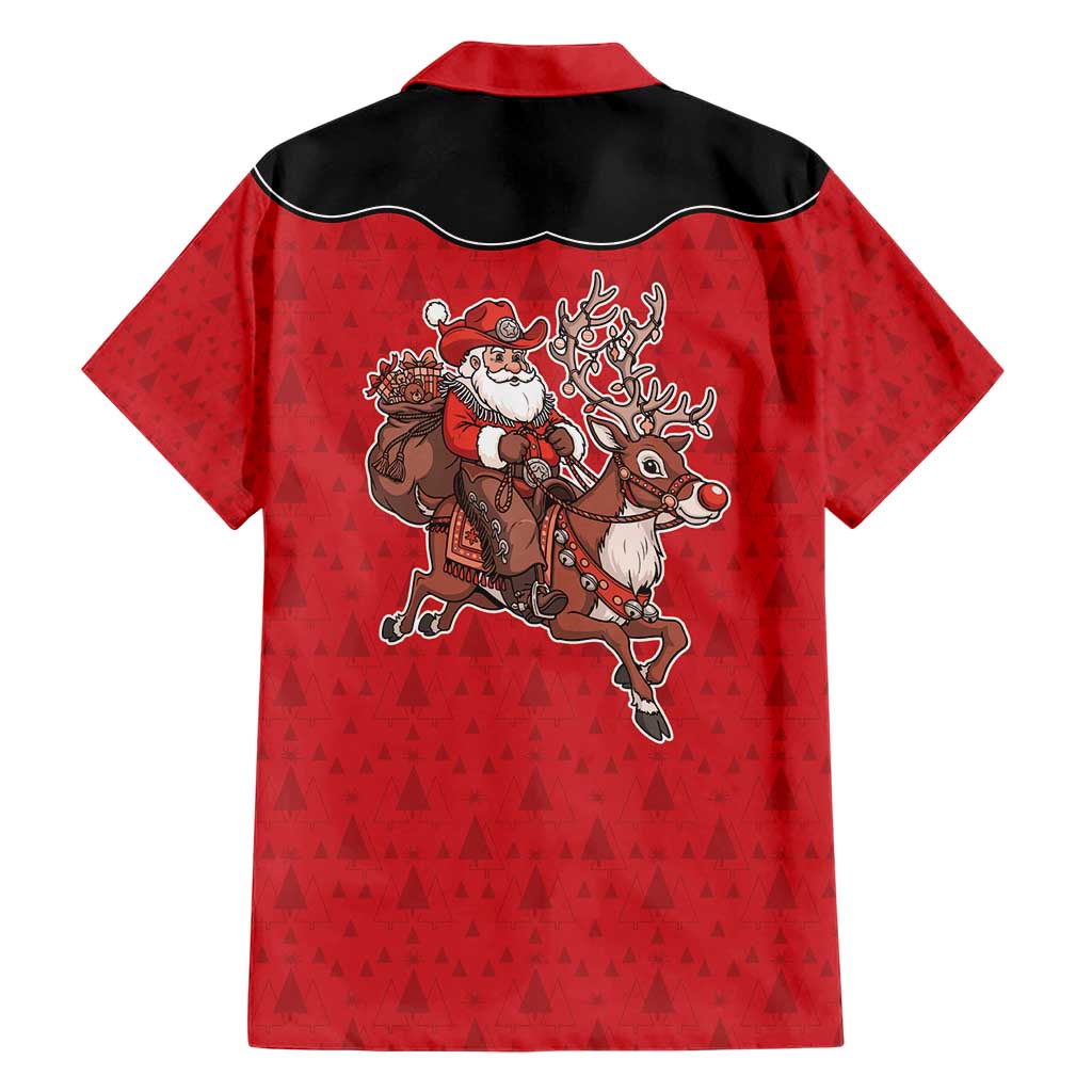Western Yoke Hawaiian Shirt Santa Cowboy Style - Wonder Print Shop