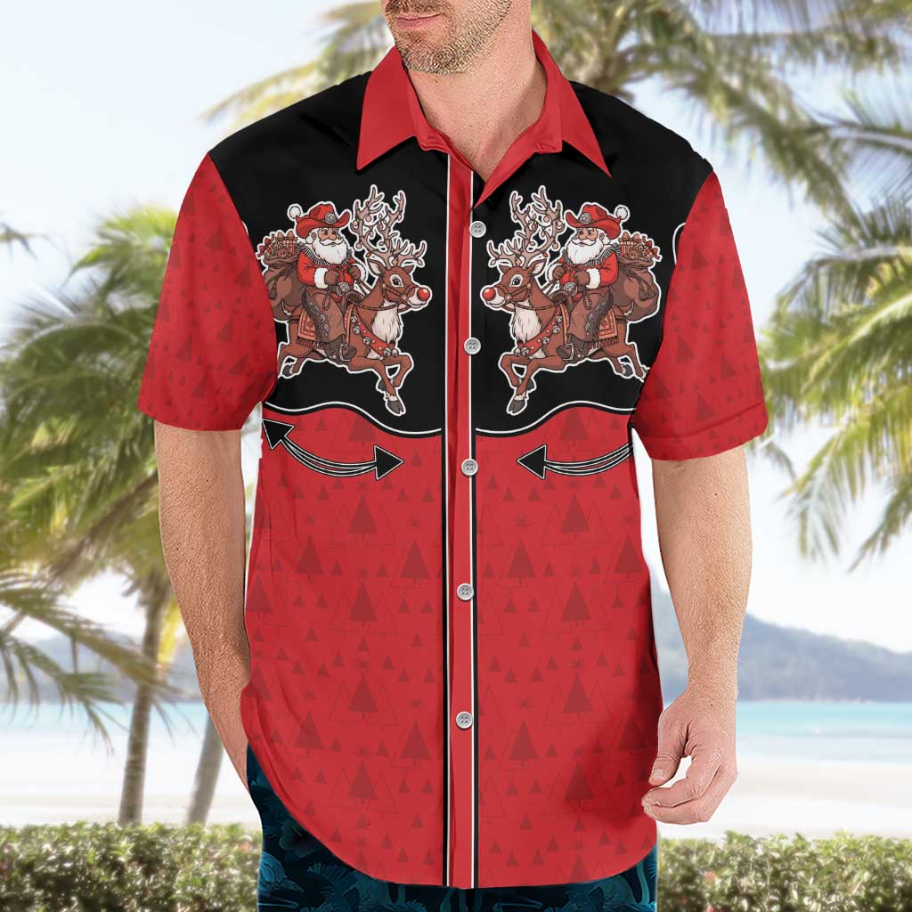 Western Yoke Hawaiian Shirt Santa Cowboy Style - Wonder Print Shop
