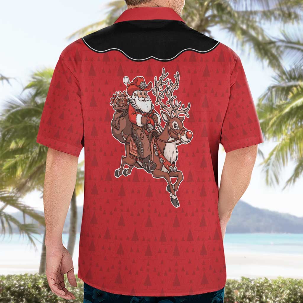 Western Yoke Hawaiian Shirt Santa Cowboy Style - Wonder Print Shop