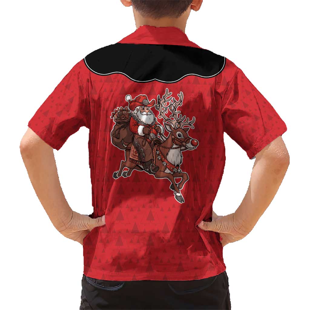 Western Yoke Hawaiian Shirt Santa Cowboy Style - Wonder Print Shop