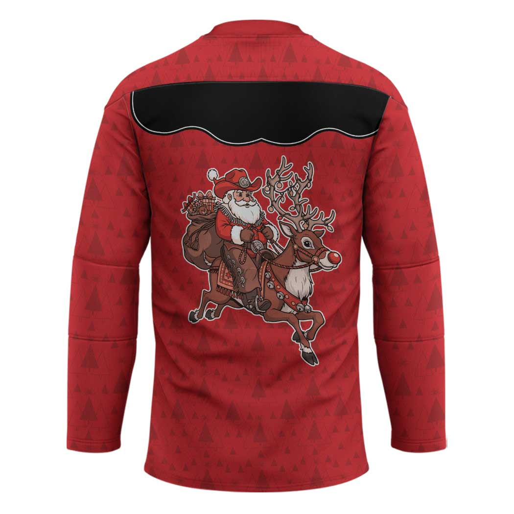 Western Yoke Hockey Jersey Santa Cowboy Style - Wonder Print Shop