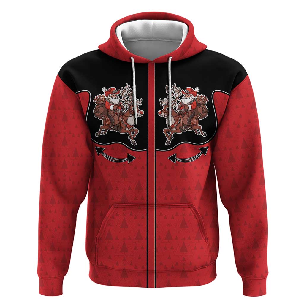 Western Yoke Hoodie Santa Cowboy Style - Wonder Print Shop