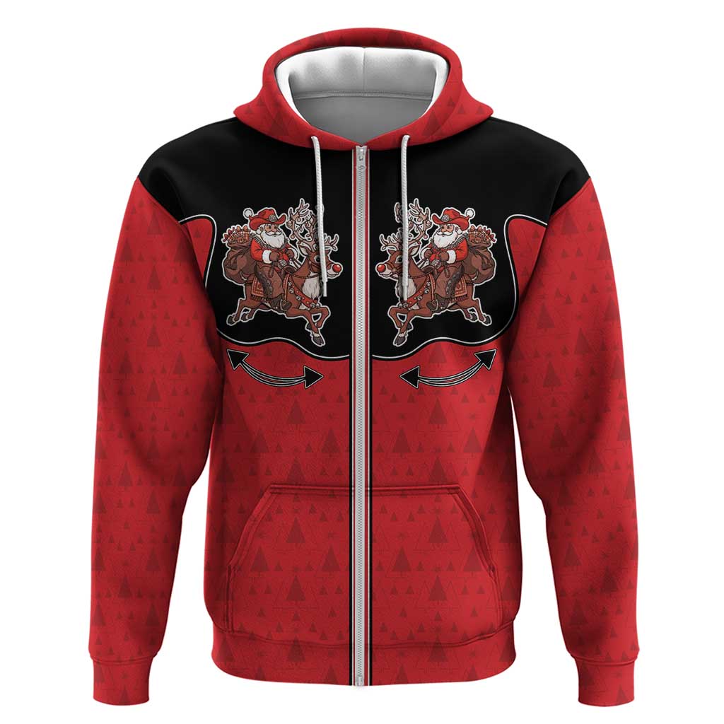 Western Yoke Hoodie Santa Cowboy Style - Wonder Print Shop