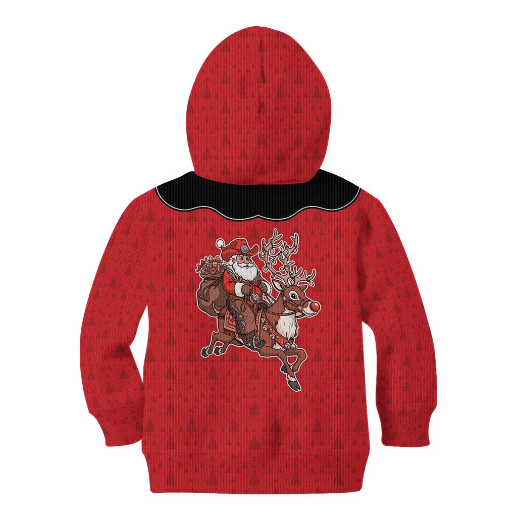Western Yoke Kid Hoodie Santa Cowboy Style - Wonder Print Shop