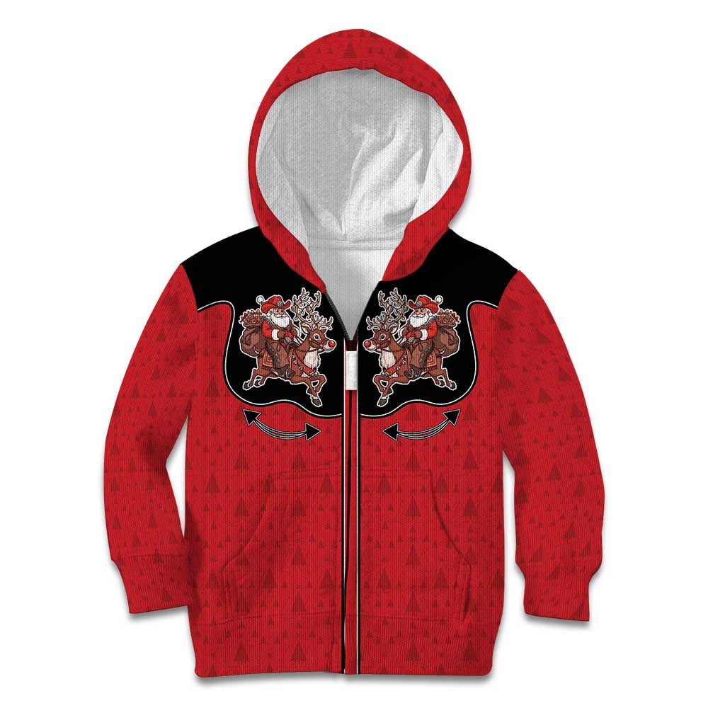 Western Yoke Kid Hoodie Santa Cowboy Style - Wonder Print Shop