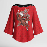 Western Yoke Kimono Sleeve Blouse Santa Cowboy Style - Wonder Print Shop