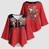 Western Yoke Kimono Sleeve Blouse Santa Cowboy Style - Wonder Print Shop