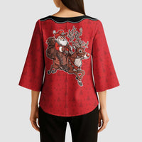 Western Yoke Kimono Sleeve Blouse Santa Cowboy Style - Wonder Print Shop