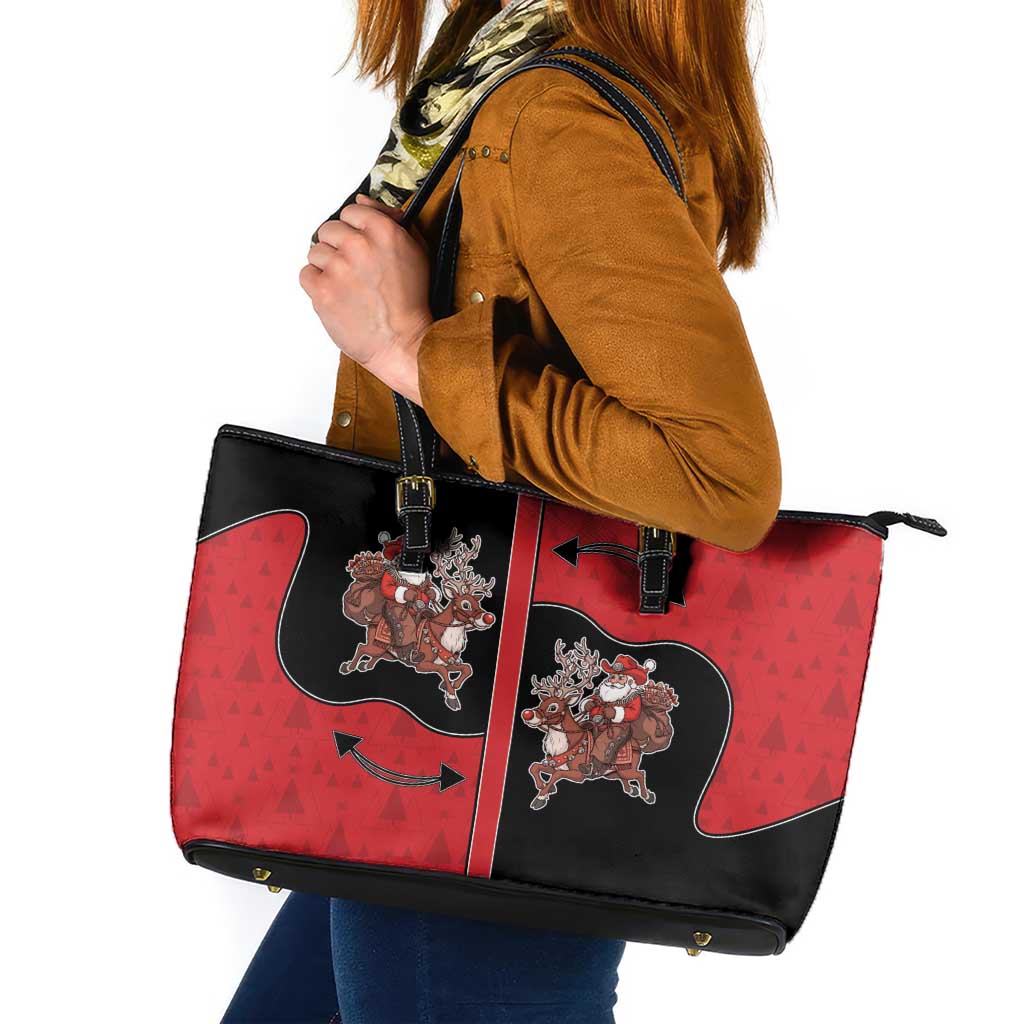 Western Yoke Leather Tote Bag Santa Cowboy Style - Wonder Print Shop