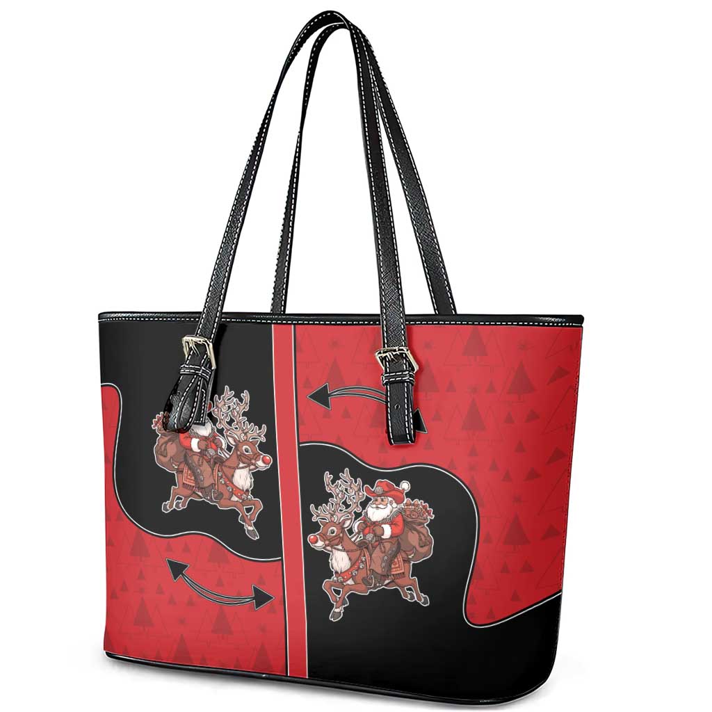 Western Yoke Leather Tote Bag Santa Cowboy Style - Wonder Print Shop