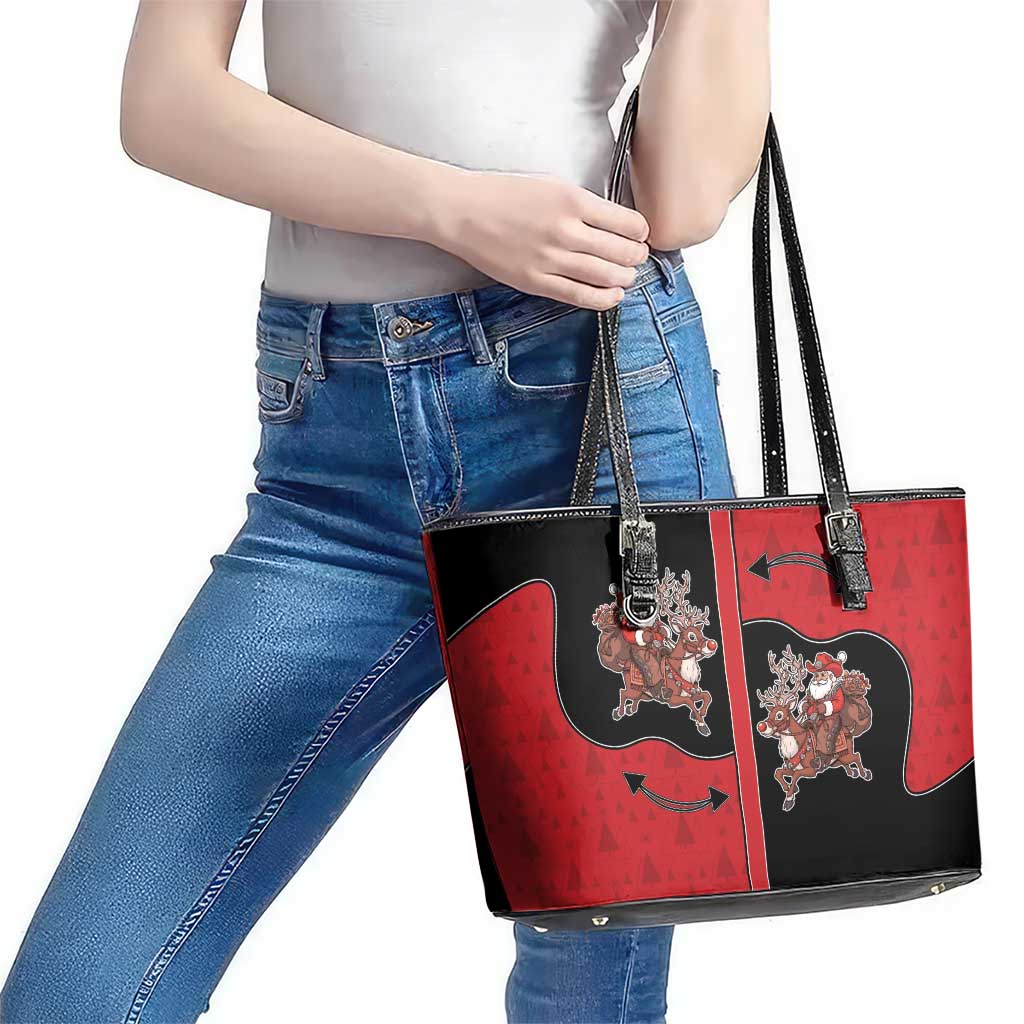 Western Yoke Leather Tote Bag Santa Cowboy Style - Wonder Print Shop
