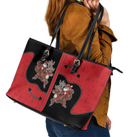 Western Yoke Leather Tote Bag Santa Cowboy Style - Wonder Print Shop