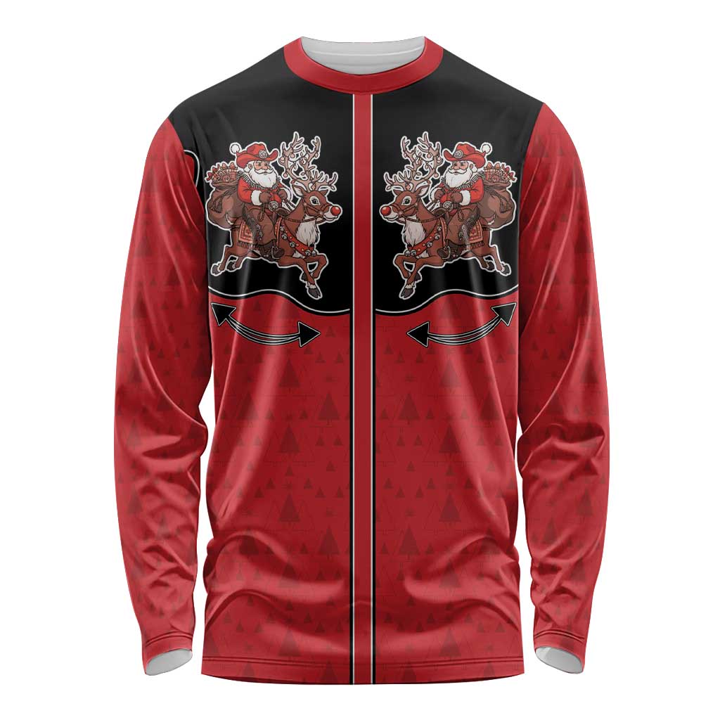 Western Yoke Long Sleeve Shirt Santa Cowboy Style - Wonder Print Shop