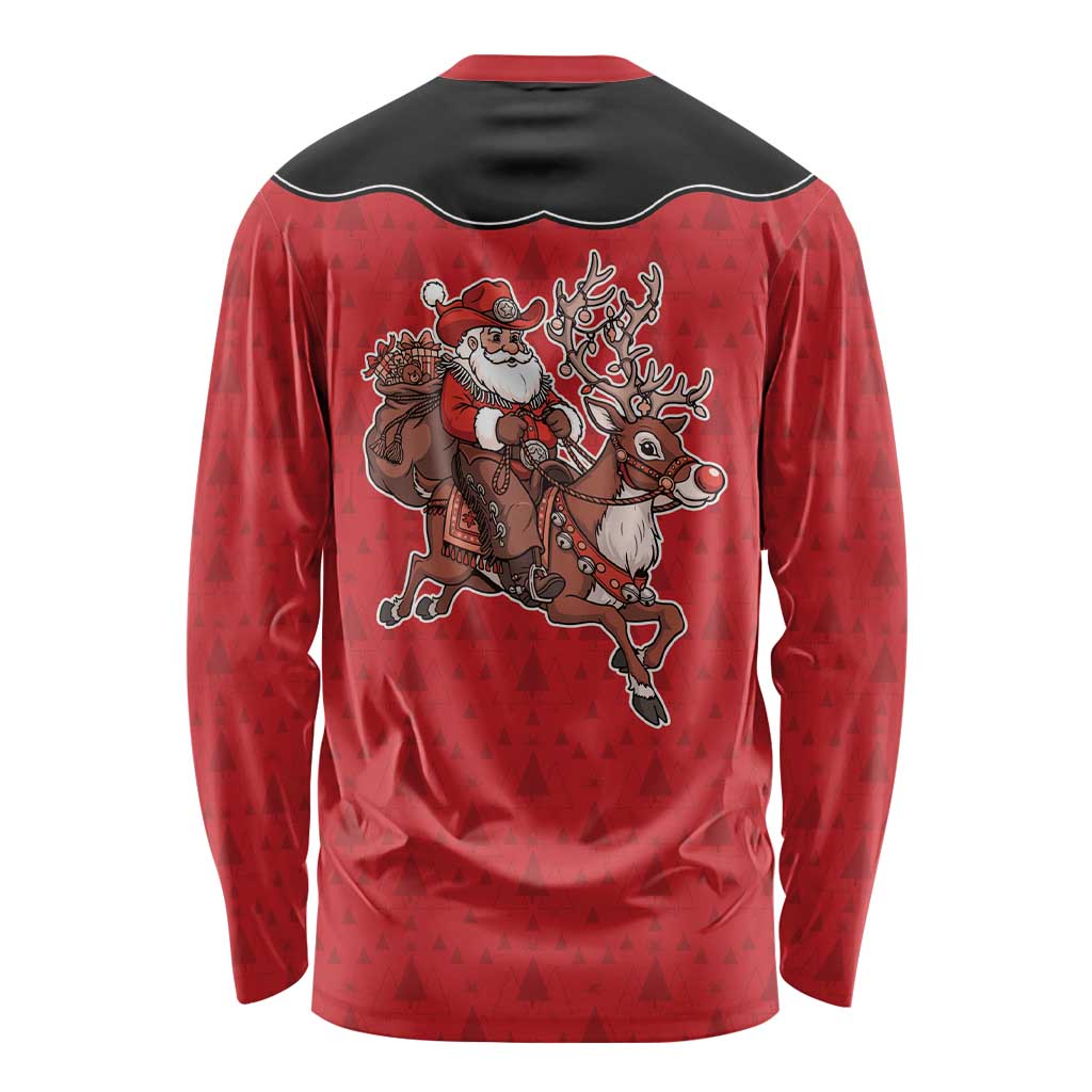Western Yoke Long Sleeve Shirt Santa Cowboy Style - Wonder Print Shop