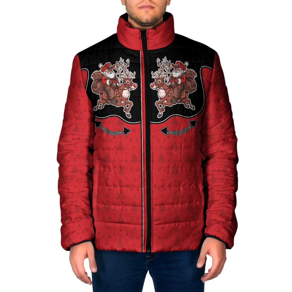 Western Yoke Padded Jacket Santa Cowboy Style - Wonder Print Shop