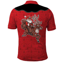 Western Yoke Polo Shirt Santa Cowboy Style - Wonder Print Shop