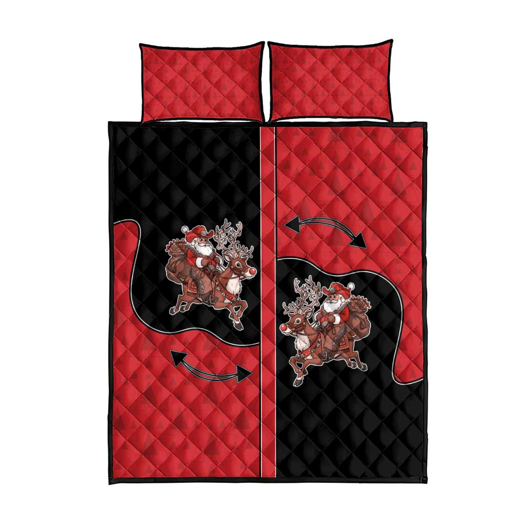 Western Yoke Quilt Bed Set Santa Cowboy Style - Wonder Print Shop