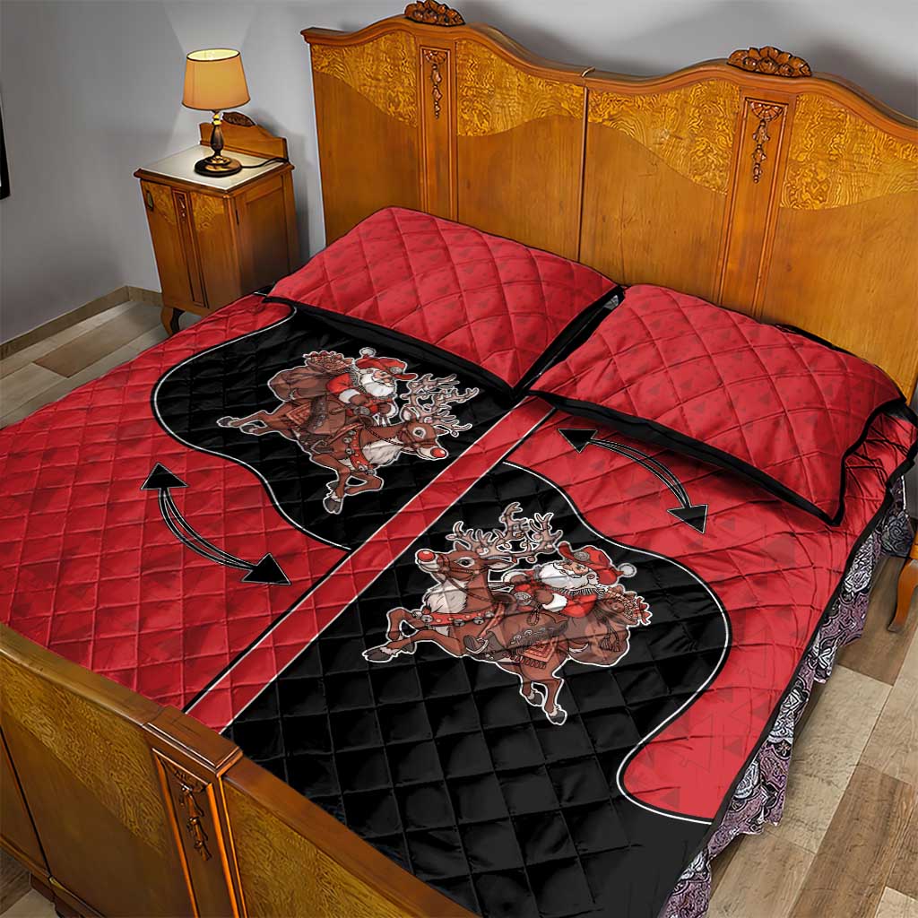 Western Yoke Quilt Bed Set Santa Cowboy Style - Wonder Print Shop