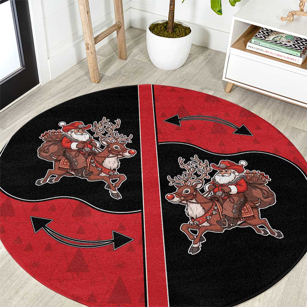 Western Yoke Round Carpet Santa Cowboy Style - Wonder Print Shop