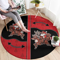 Western Yoke Round Carpet Santa Cowboy Style - Wonder Print Shop