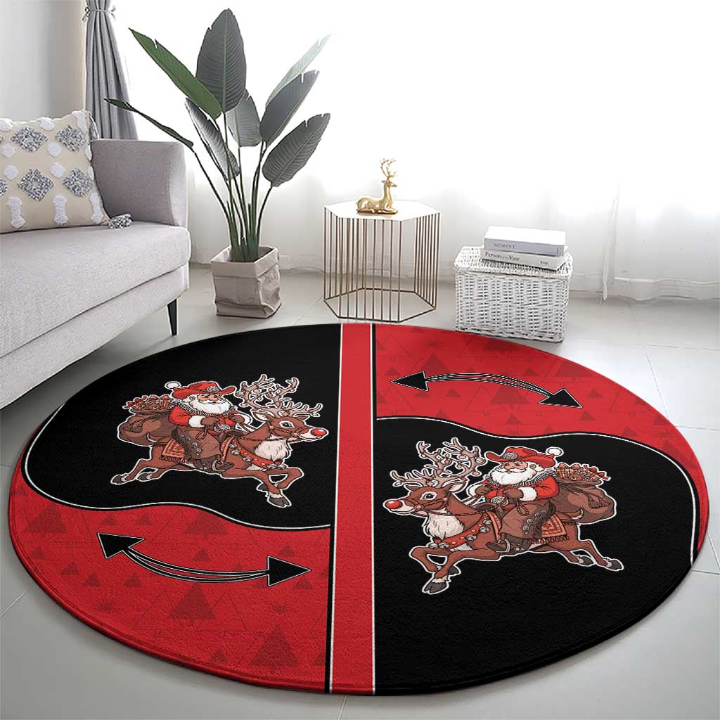 Western Yoke Round Carpet Santa Cowboy Style - Wonder Print Shop