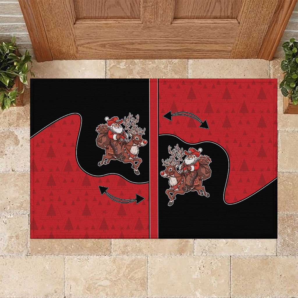 Western Yoke Rubber Doormat Santa Cowboy Style - Wonder Print Shop