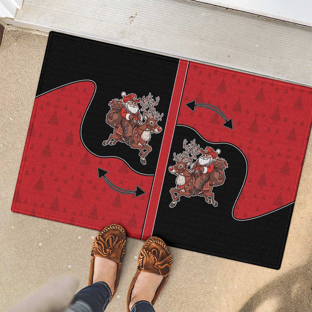 Western Yoke Rubber Doormat Santa Cowboy Style - Wonder Print Shop