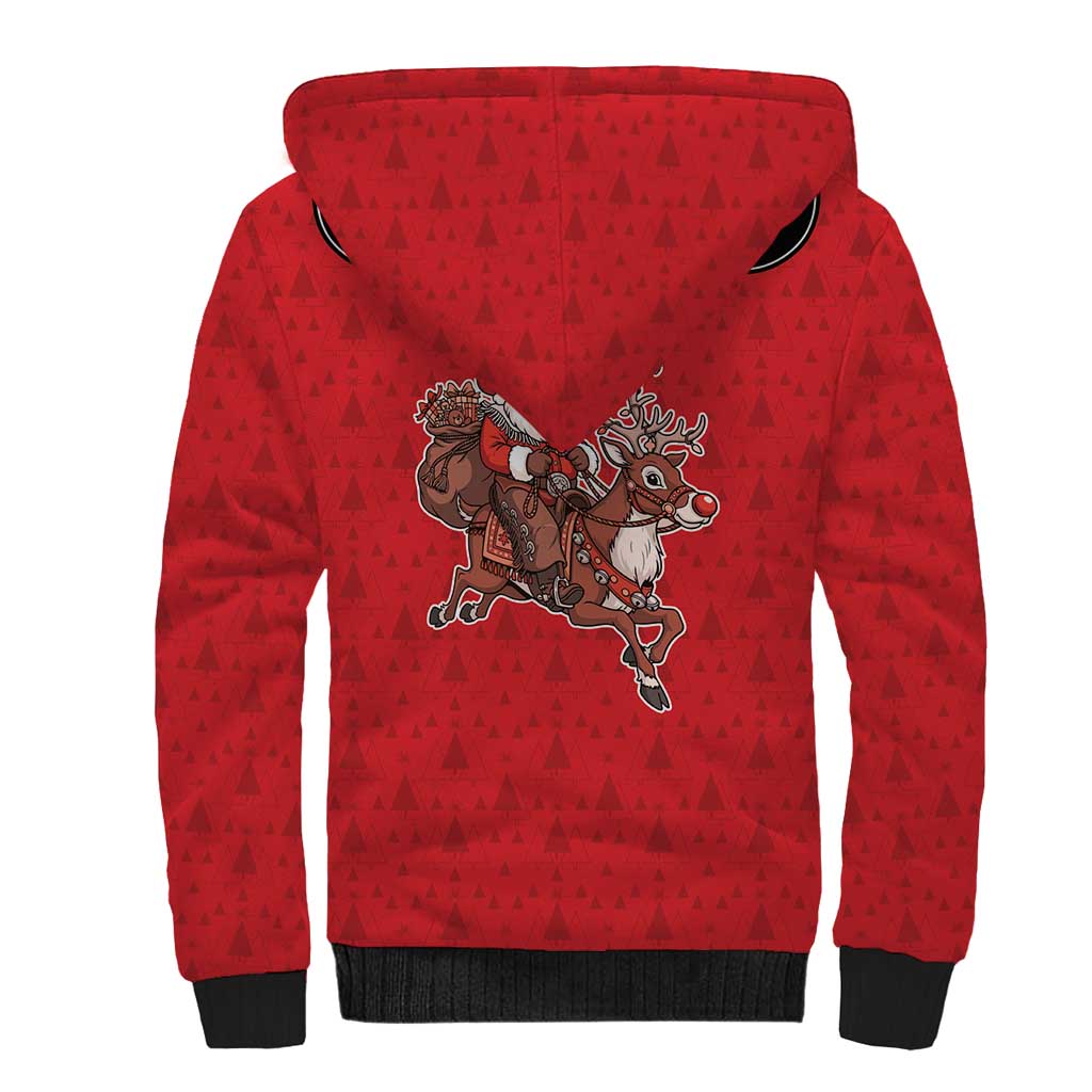 Western Yoke Sherpa Hoodie Santa Cowboy Style - Wonder Print Shop