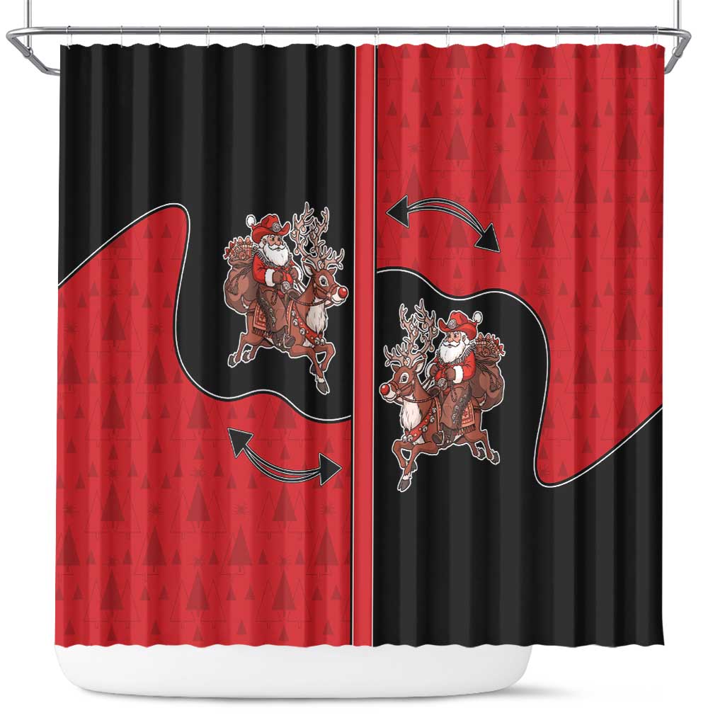 Western Yoke Shower Curtain Santa Cowboy Style - Wonder Print Shop