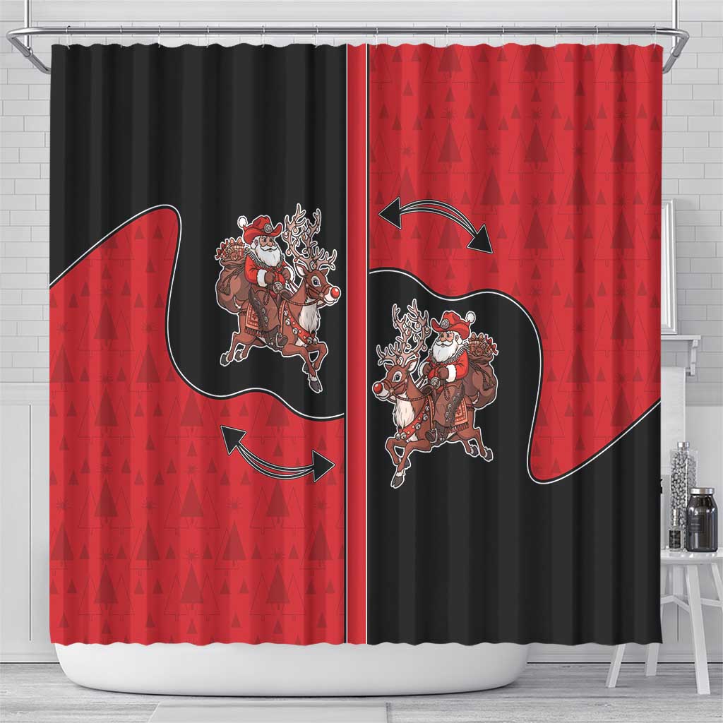 Western Yoke Shower Curtain Santa Cowboy Style - Wonder Print Shop