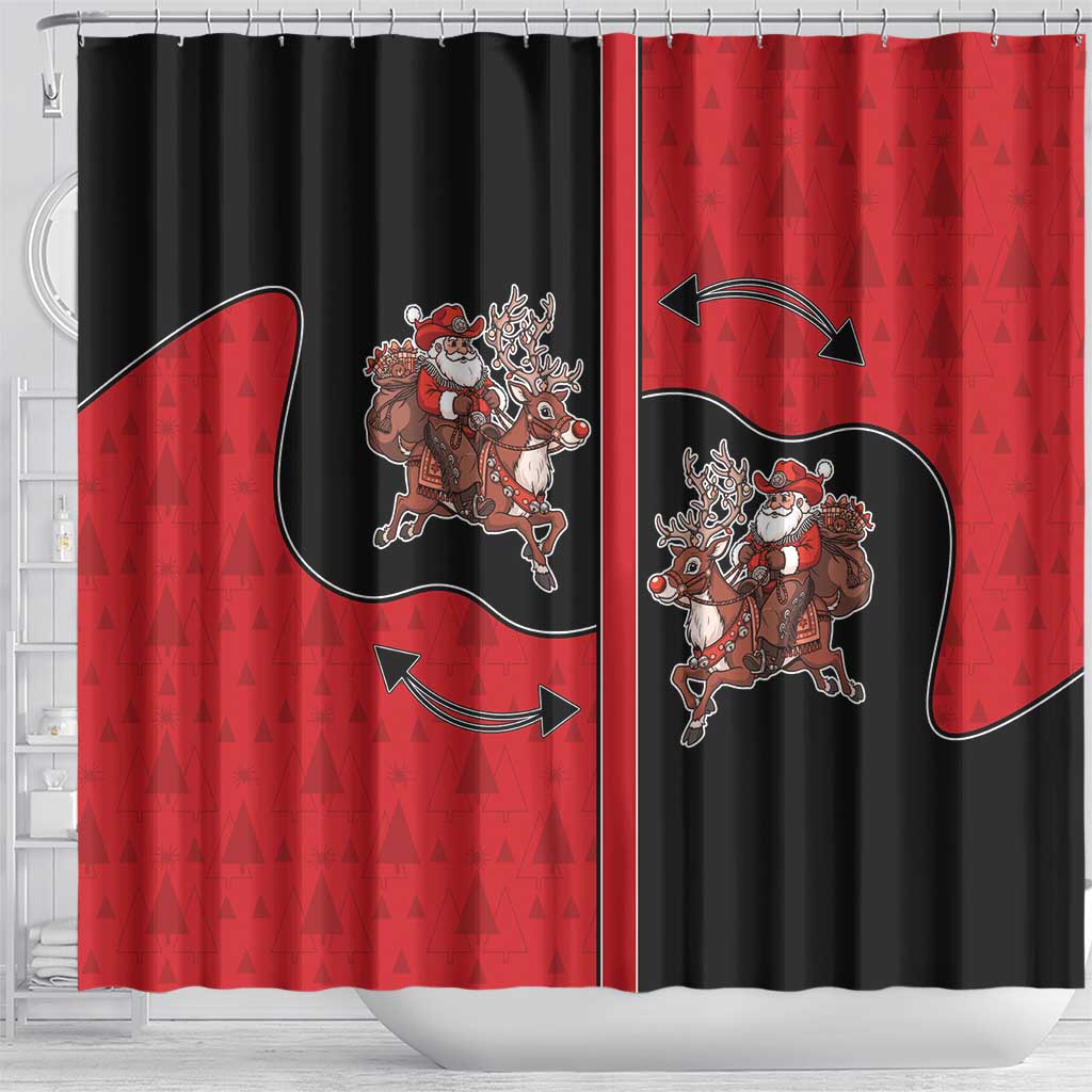 Western Yoke Shower Curtain Santa Cowboy Style - Wonder Print Shop