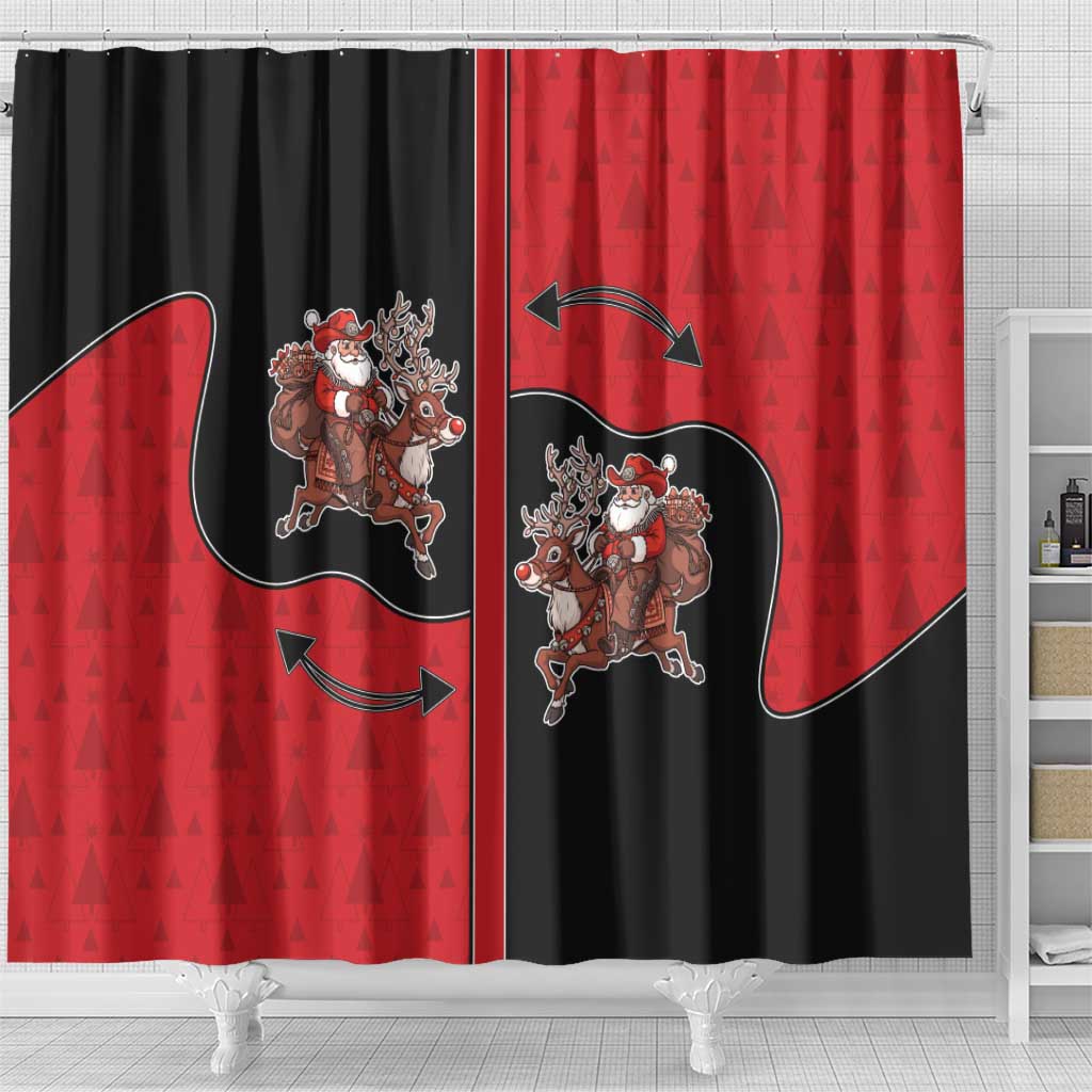 Western Yoke Shower Curtain Santa Cowboy Style - Wonder Print Shop