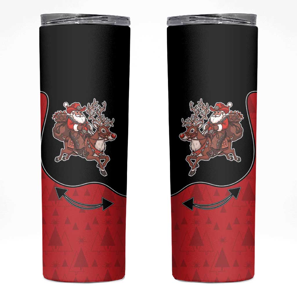 Western Yoke Skinny Tumbler Santa Cowboy Style - Wonder Print Shop