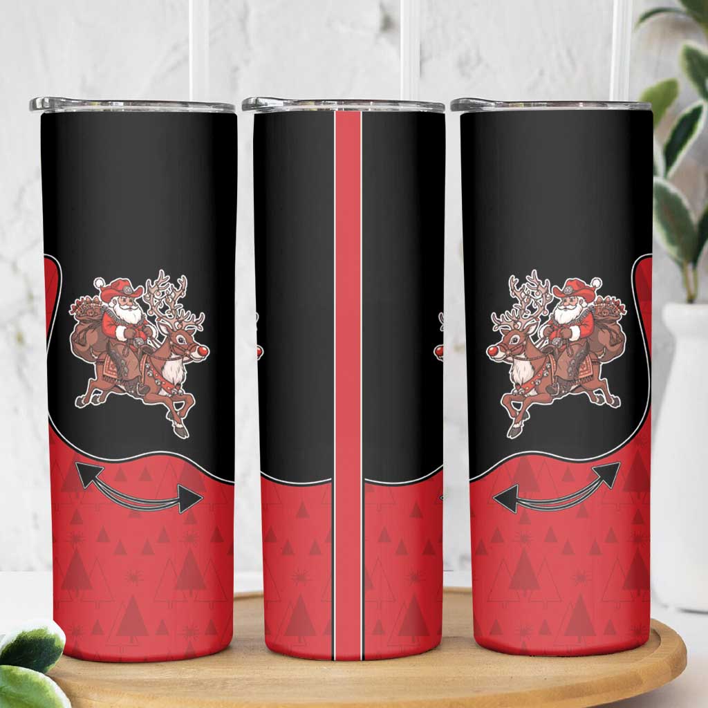 Western Yoke Skinny Tumbler Santa Cowboy Style - Wonder Print Shop