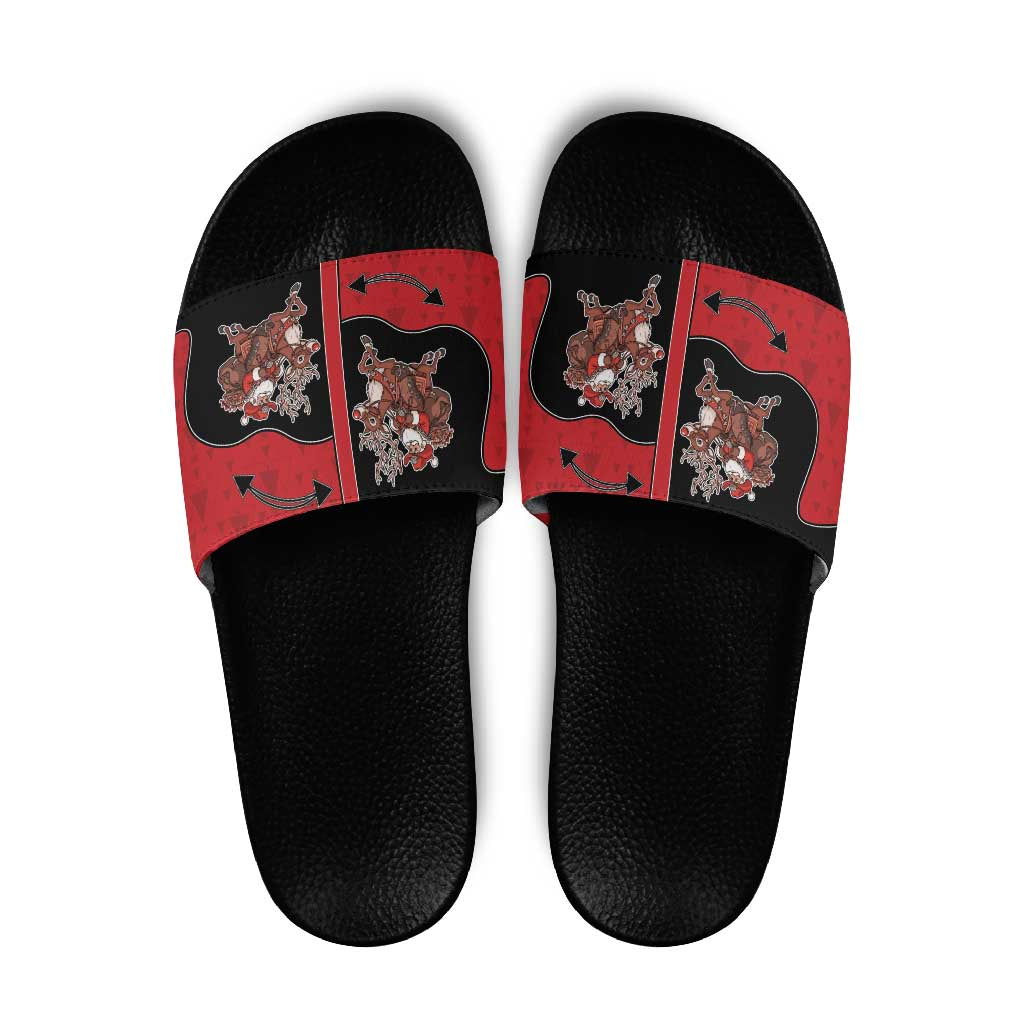 Western Yoke Slide Sandals Santa Cowboy Style - Wonder Print Shop