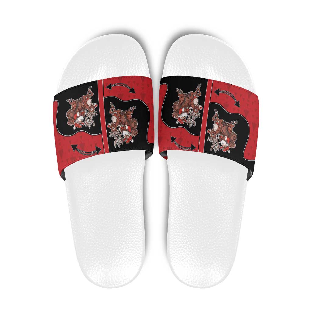 Western Yoke Slide Sandals Santa Cowboy Style - Wonder Print Shop