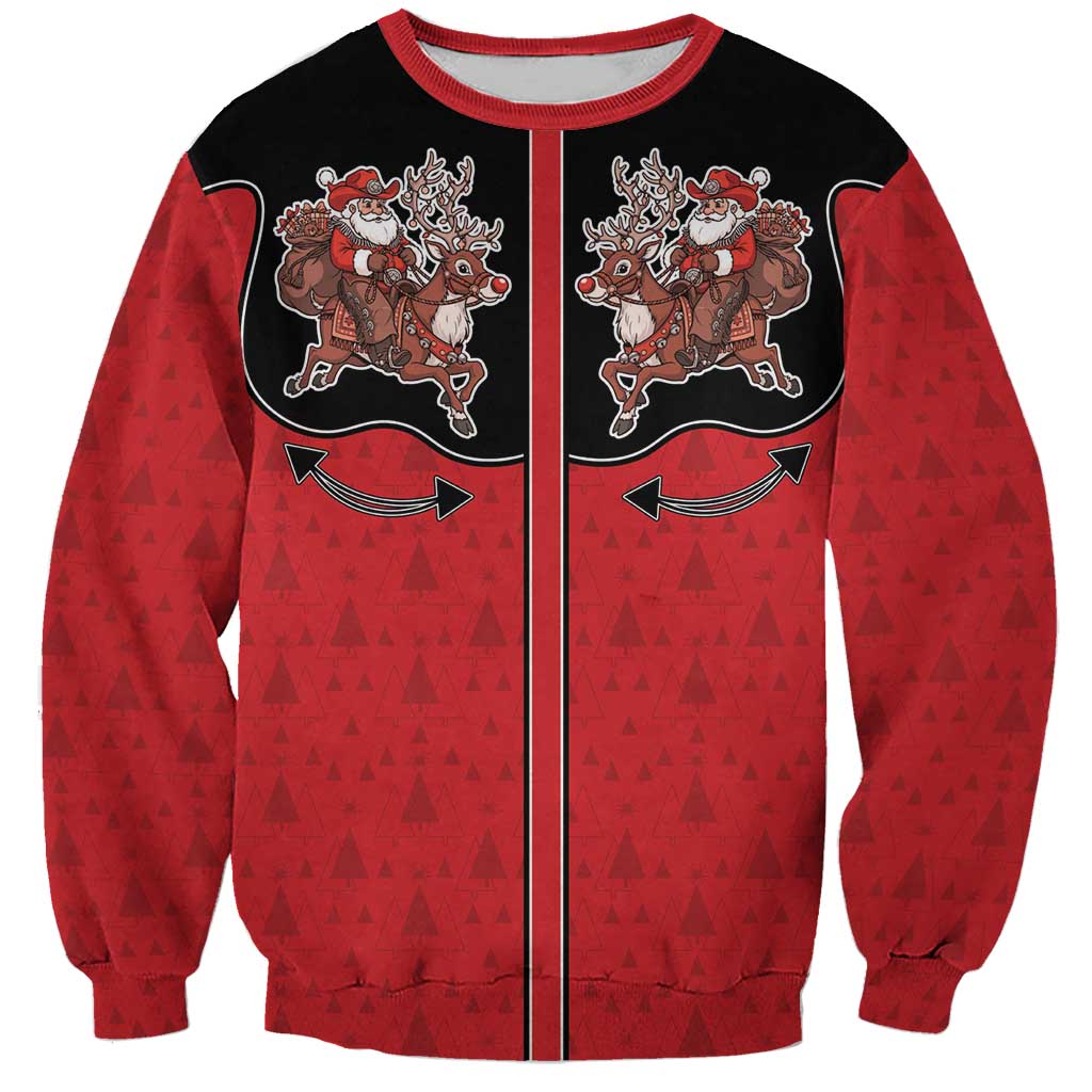 Western Yoke Sweatshirt Santa Cowboy Style - Wonder Print Shop