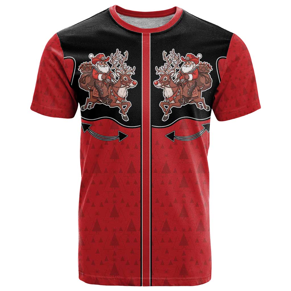 Western Yoke T Shirt Santa Cowboy Style - Wonder Print Shop