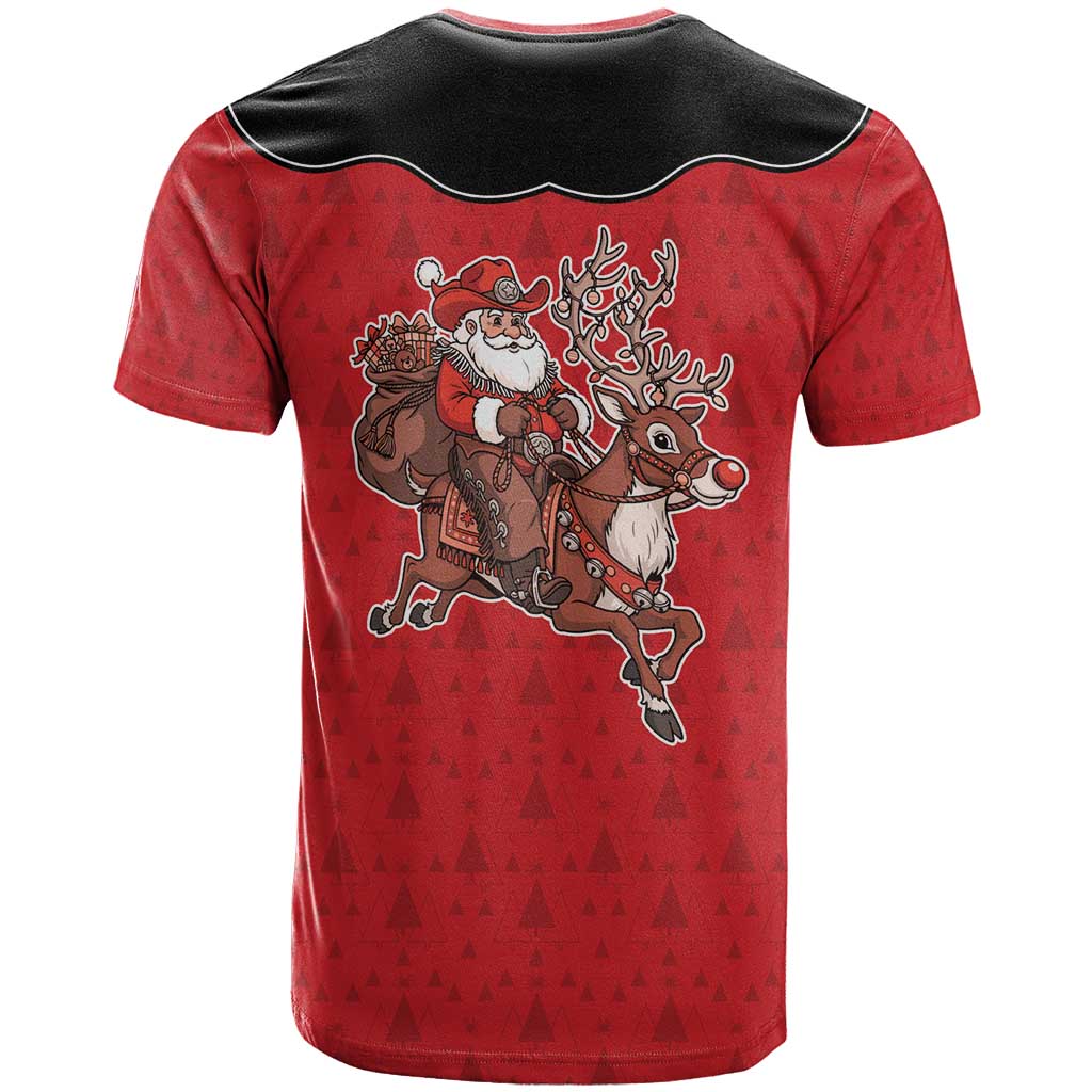 Western Yoke T Shirt Santa Cowboy Style - Wonder Print Shop