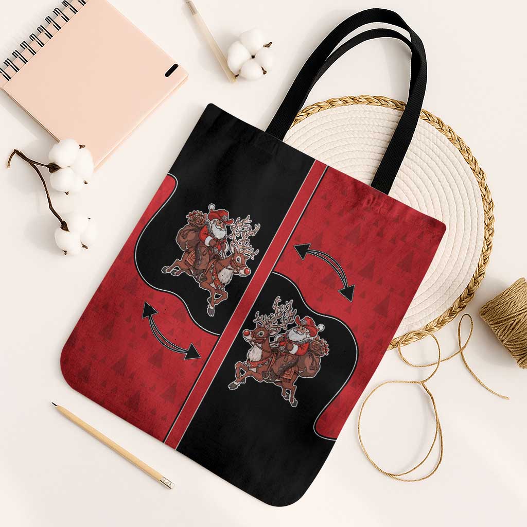 Western Yoke Tote Bag Santa Cowboy Style - Wonder Print Shop