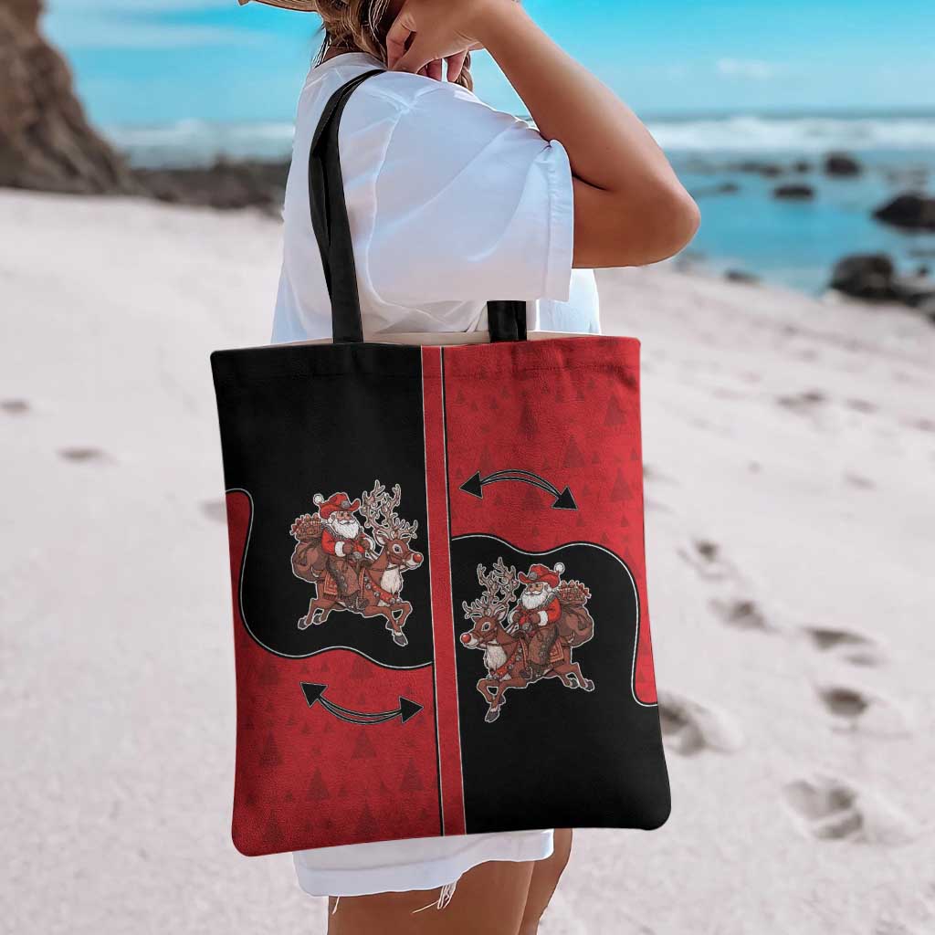 Western Yoke Tote Bag Santa Cowboy Style - Wonder Print Shop