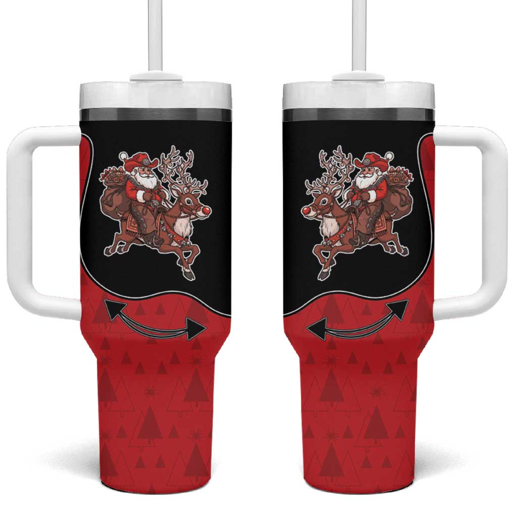 Western Yoke Tumbler With Handle Santa Cowboy Style - Wonder Print Shop