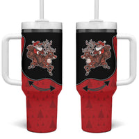 Western Yoke Tumbler With Handle Santa Cowboy Style - Wonder Print Shop
