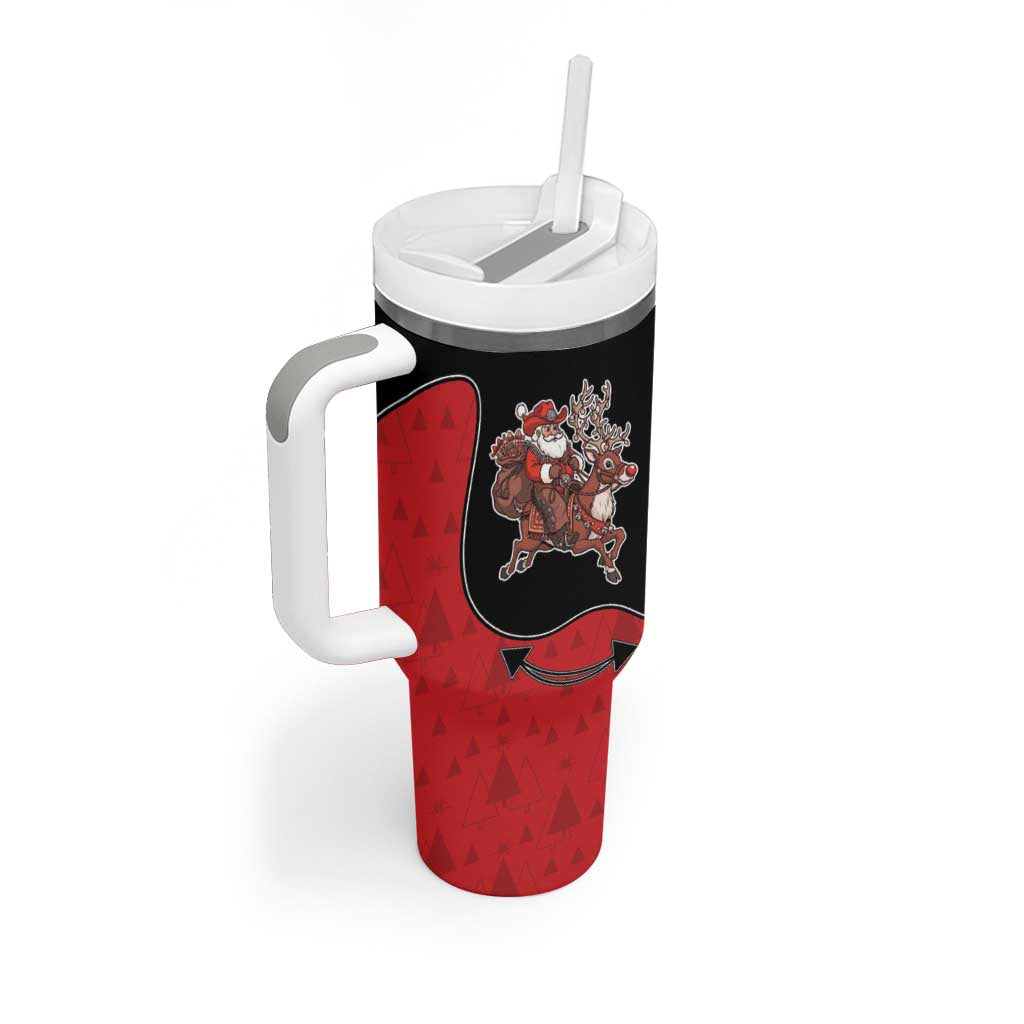Western Yoke Tumbler With Handle Santa Cowboy Style - Wonder Print Shop