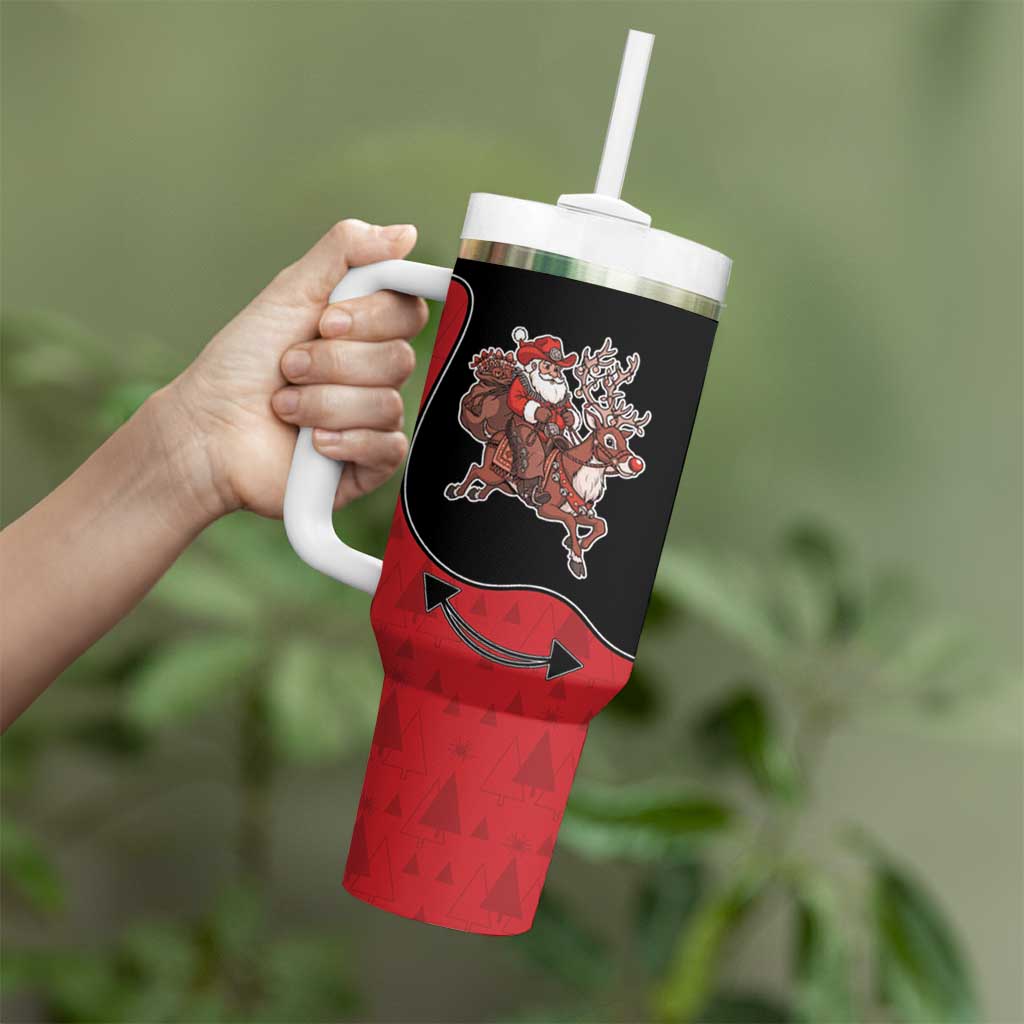 Western Yoke Tumbler With Handle Santa Cowboy Style - Wonder Print Shop