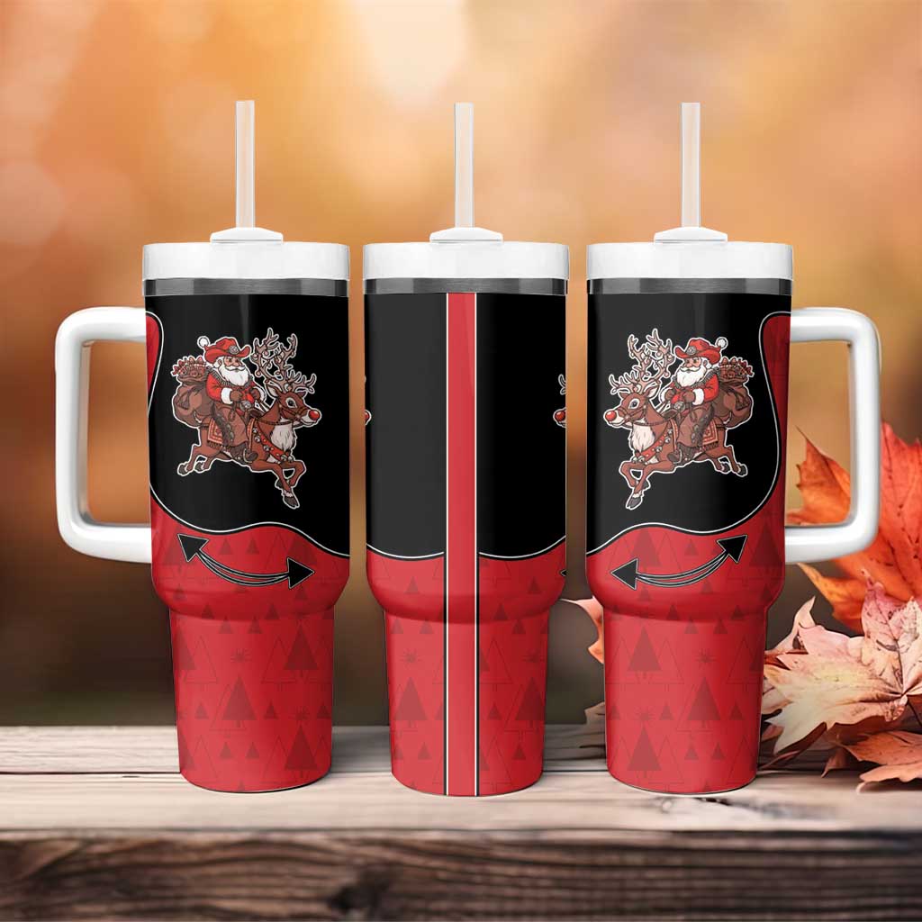 Western Yoke Tumbler With Handle Santa Cowboy Style - Wonder Print Shop