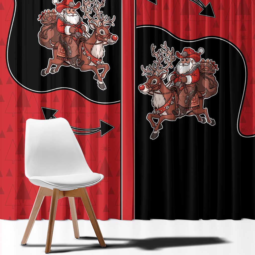Western Yoke Window Curtain Santa Cowboy Style - Wonder Print Shop