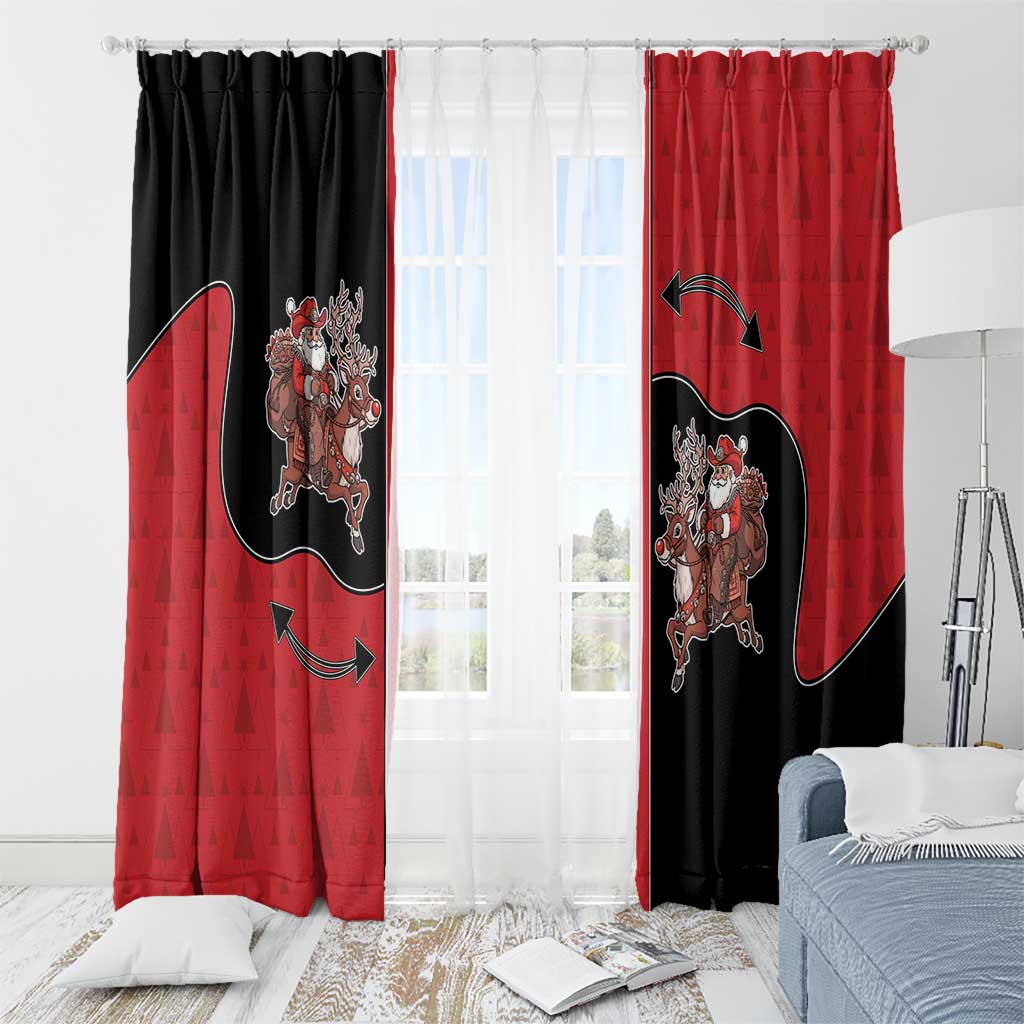Western Yoke Window Curtain Santa Cowboy Style - Wonder Print Shop