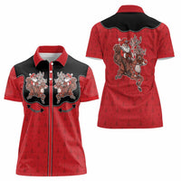 Western Yoke Women Polo Shirt Santa Cowboy Style - Wonder Print Shop