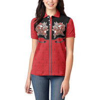 Western Yoke Women Polo Shirt Santa Cowboy Style - Wonder Print Shop